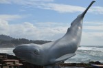 Grey whale statue in Depoe Bay