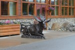 Brass moose outside the Lodge