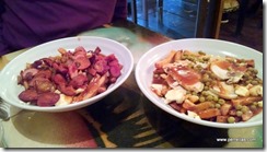 Meat Poutine and Chicken and peas Poutine